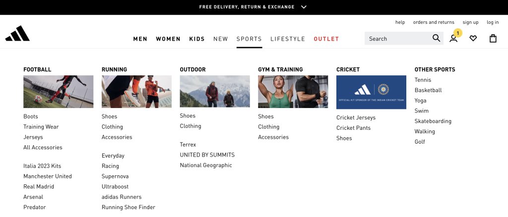 Adidas - Mega Menu