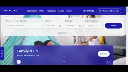 Sticky navigation - Novotel