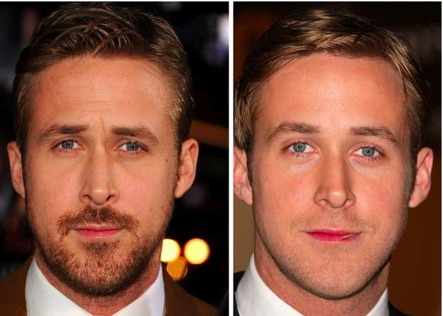 Ryan Gosling's bearded and clean-shaven avatar Ryan Gosling clean shave vs bearded